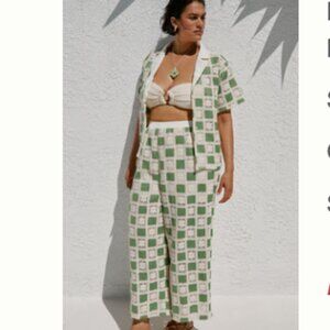 Anthropologie Flat White Short-Sleeve Knit Buttondown Top